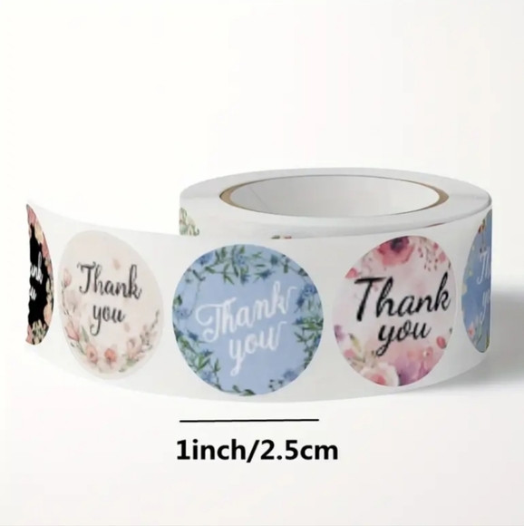 500pc🌼 Floral "Thank You" Stickers ♡ 4 Color/8 Design Variety Pack ☆》NWT《☆ - Picture 3 of 5